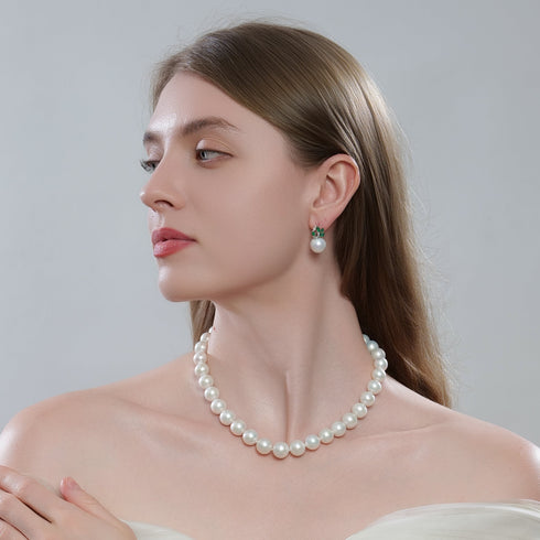 12-13mm Green Zirconia Pearl Earrings